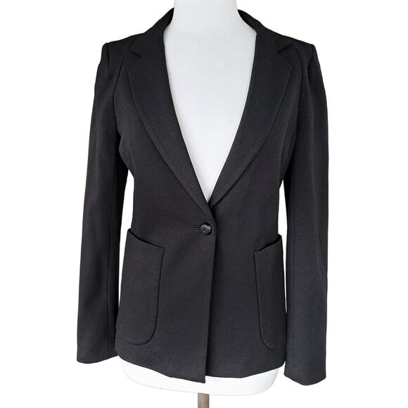 Anthropologie Cartonnier Black Ponte Jacket Blazer Size 6 Tailored Slim Fit - Picture 1 of 10